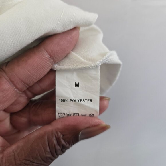 Milano Italy White Short Sleeve T-Shirt 100% Polyester Size M - Picture 3 of 5